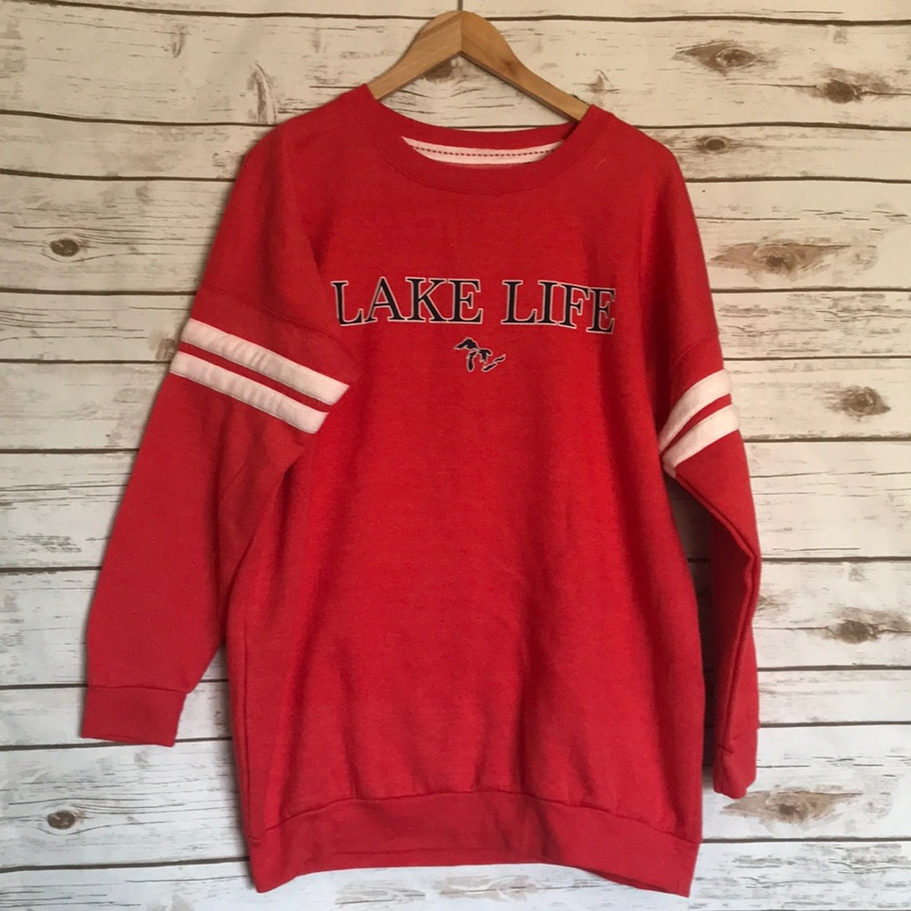 LAKE LIFE •oversiz varsity Lake sweater sweatshirt